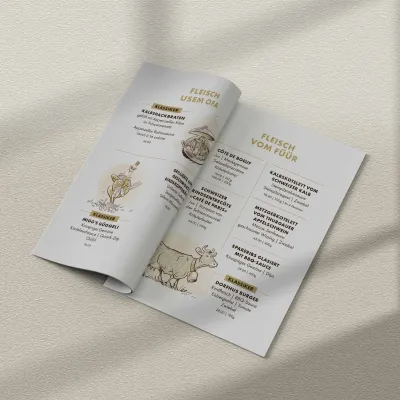 rondom Dorfhus Gupf Branding Speisekarte