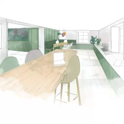 rondom Raiffeisen Filialen Wettbewerb Skizze