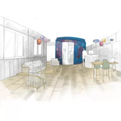 rondom Raiffeisen Filialen Wettbewerb Skizze