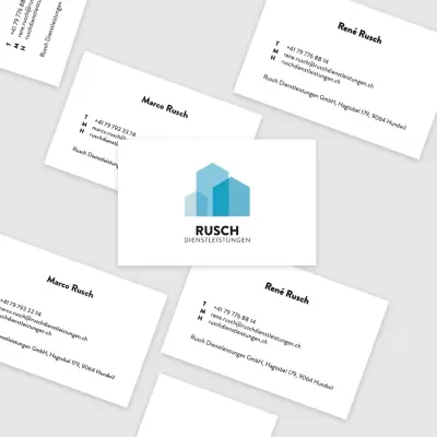 rondom Rusch Dienstleistungen Logo Visitenkarten
